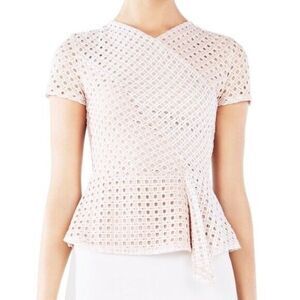 BCBGMAXAZRIA Kayleigh Peplum‎ Blouse Lace Eyelet Sleeveless Women's S